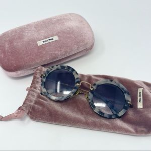 MIU MIU Round Frame Tortoise Shell Sunglasses